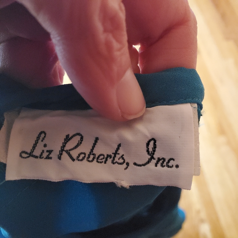 1980s Liz Roberts, Inc Teal, Pleated Secretary Dre View 5